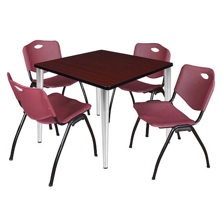 Regency Kahlo Square Table & Chair Sets, 36 W, 36 L, 29 H, Wood, Metal, Plastic Top, Mahogany TPL3636MHCM47BY